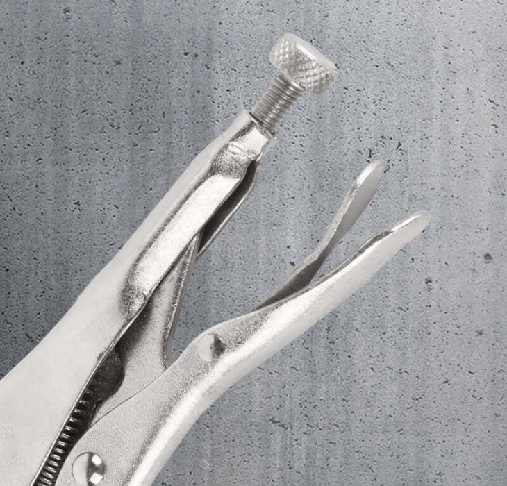 Close-up of an 11-inch Welding C Clamp with adjustable jaw on a textured gray background.