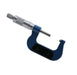 Outside micrometer 25-50mm, precision measuring tool with robust blue frame and silver measuring barrel.