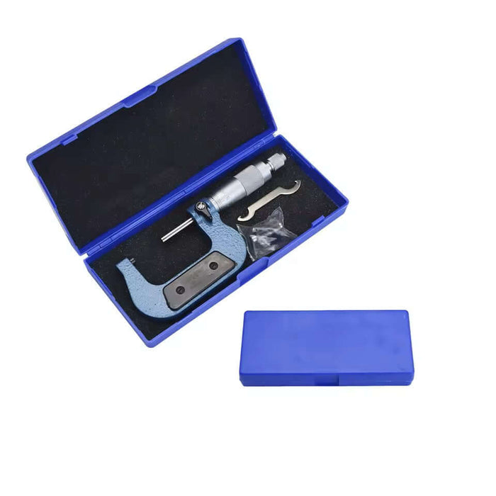 Outside micrometer 25-50mm with durable case, ideal for precise measurements and trusted engineering.