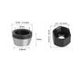 Router milling cutter collet adapters with dimensions of 7mm height, 8.8mm, and 8.5mm diameter, showcasing 6mm and 8mm chuck sizes.