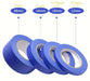 Assorted sizes of blue painters tape including 0.5 to 2 inches, ideal for clean lines in painting and easy removal without residue.