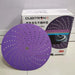 3M Cubitron II 6-inch purple cyclone sandpaper disc with hook-and-loop design and dust extraction holes.