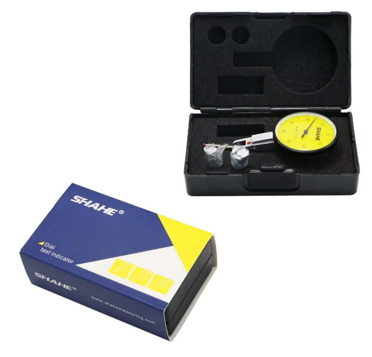 Precision Tools Metric Dial Test Indicator in case with brand packaging, ideal for high-accuracy industrial measurements.