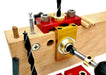 Woodworking 3-in-1 doweling jig kit showcasing aluminum alloy body, drill setup for precise dowel making.