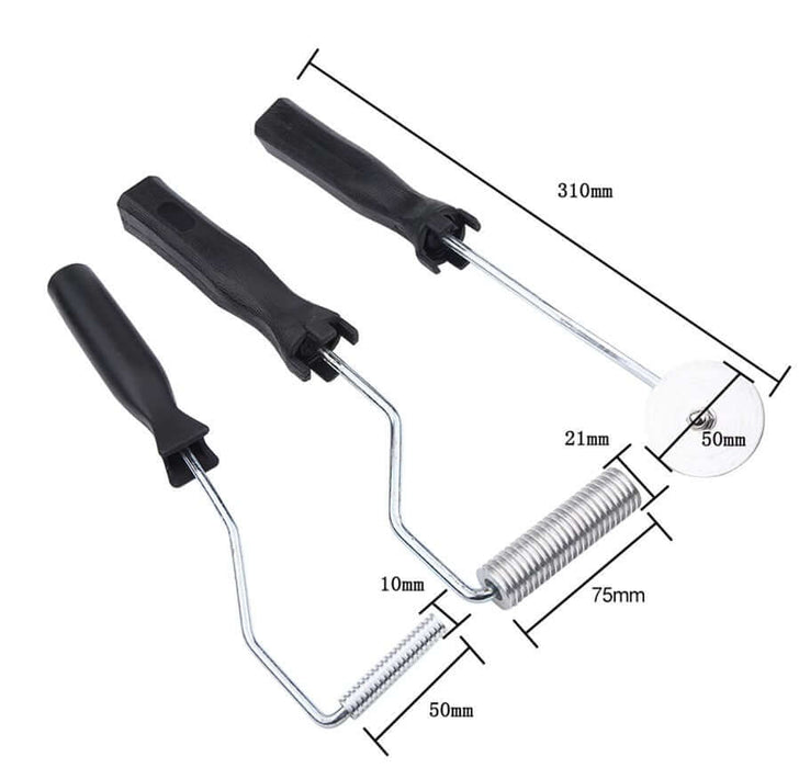 3pcs 35cm Fiberglass Roller Kit with aluminum alloy material handles, featuring multiple sizes for enhancing fiberglass strength and flatness