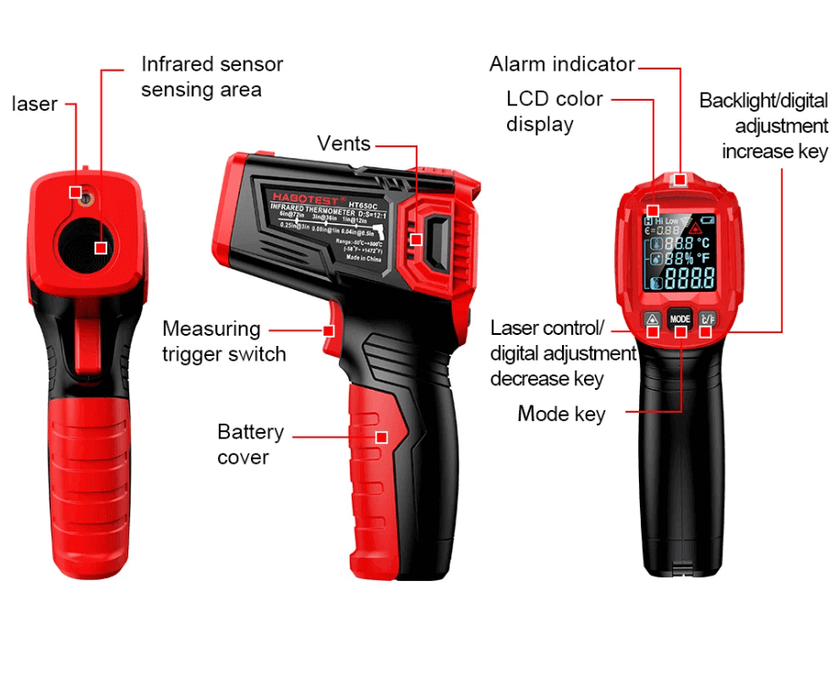 Digital Infrared Laser Temperature Non-Contact Industrial Laser Temperature Meter.