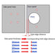 Diagram showing hinge hole distances for side and door panels, with measurements for thickness and corresponding edge distances.