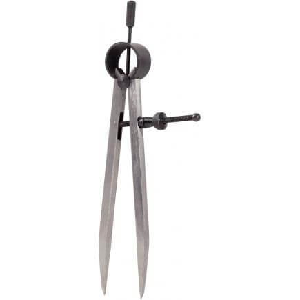 KS TOOLS precision spring pointed dividers with special tool steel construction and clamping nut, length 255mm.