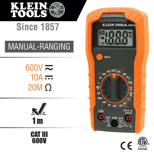 Klein Tools 600V Manual-Ranging Digital Multimeter - MM300