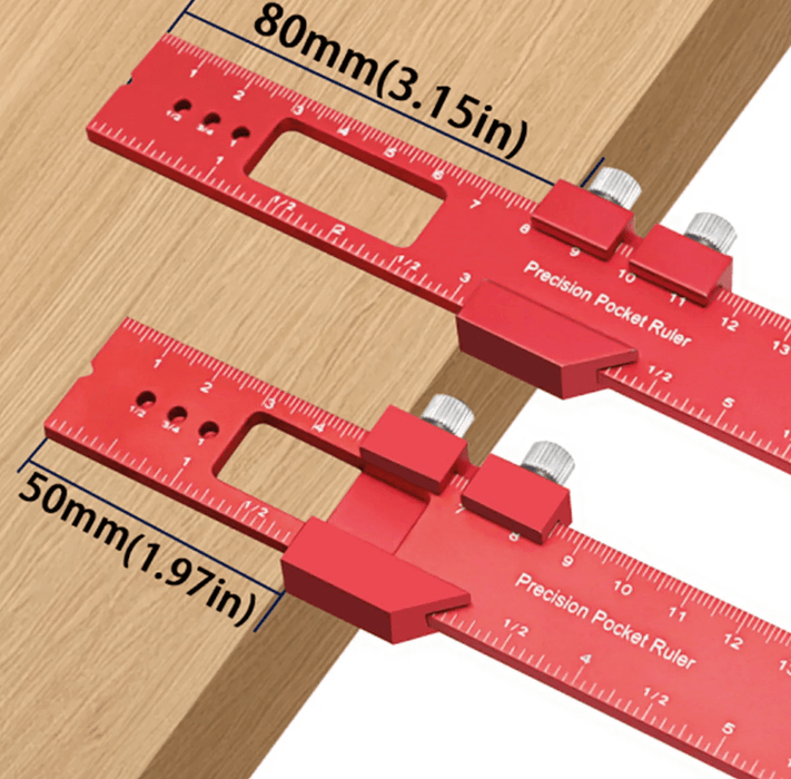 Precision Pocket Ruler Metal Slide Ruler Inch and Metric, Aluminum