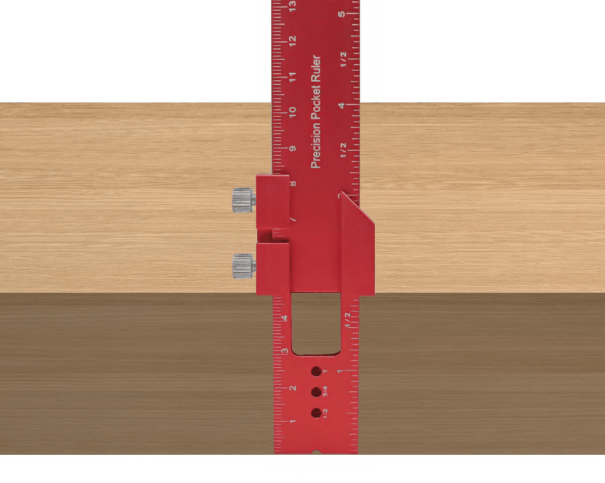 Precision Pocket Ruler Metal Slide Ruler Inch and Metric, Aluminum