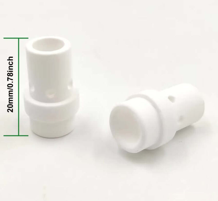 36KD MIG welding torch tips, 20mm size, white consumables for precision and durability in welding.