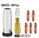 8-piece 36KD MIG welding torch tips kit including nozzle, gas diffuser, and various contact tips for improved welding.