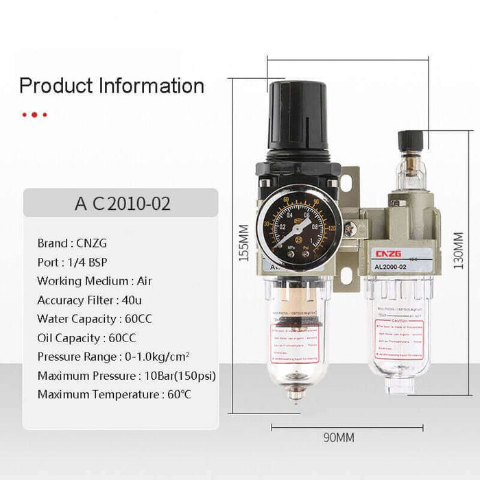 Air compressor oil and water separator air filter Pressure gauge