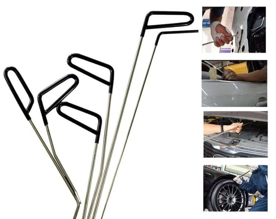 Small Dent Removal Tool Set includes 6 car dent hook rods for effective, paintless dent repair without damage.