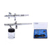 Gravity Suction Dual Airbrush Kit with accessories in original packaging, perfect for body painting and cake decoration.