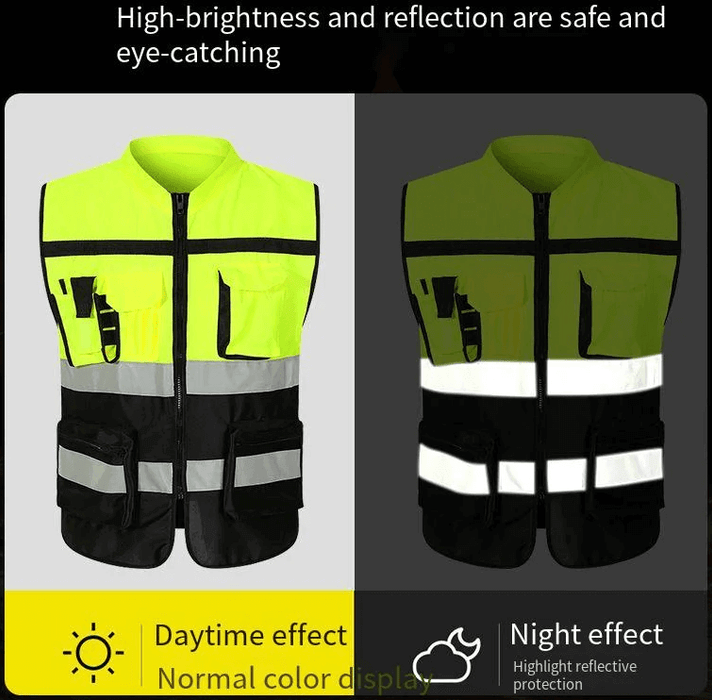 High Visibility Yellow Reflective Safety Vest with Reflective Strips