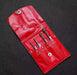 Precision gauge set of 4 in red pouch for measuring bore diameters, showcasing various gauge sizes on a black background.