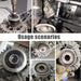 Various usage scenarios of alternator clutch wheel pulley removal tool showcasing its application on different vehicles.