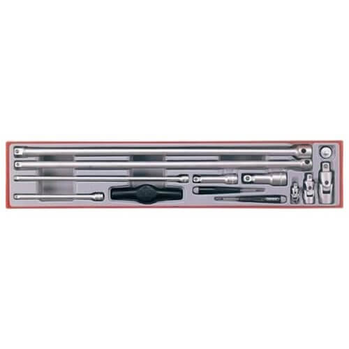 Teng Tools 13Pc 1/4-3/8-1/2In Dr. Extension Bar & Acc. Set | Tool Tray Sets - Combo Drive