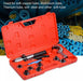 Hydraulic tube expander kit with seven expander heads in a red case, ideal for soft metal tubing installations.