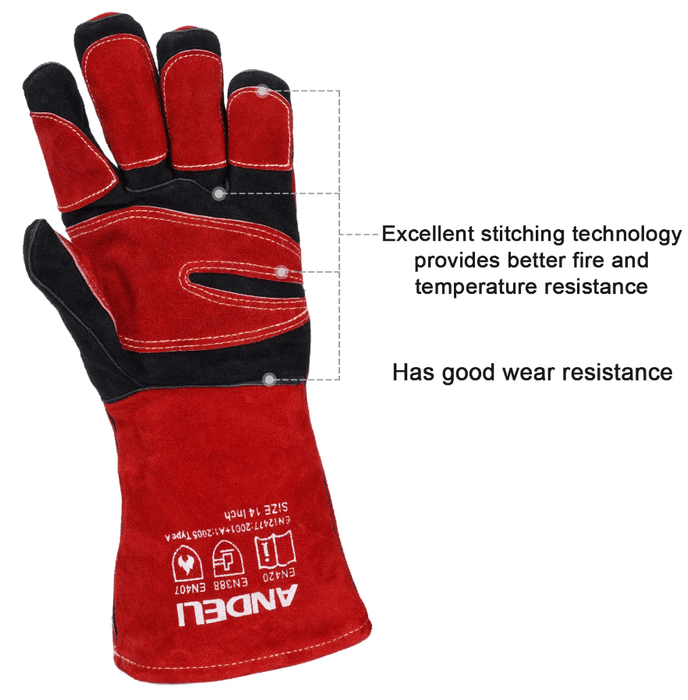ANDELI 27cm Welding Glove Multifunctional Works Gloves Heat Resistant