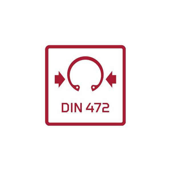 Icon representing DIN 472 standard for circlips on a white background.