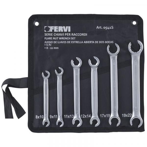 FERVI - Double-End Metric Flare Nut Wrench Set 6 pc