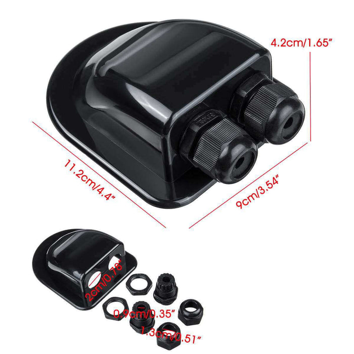 Waterproof Cable Two Entry House Caravan Boat RV Junction Box Entry Gland BLACK-WHITE