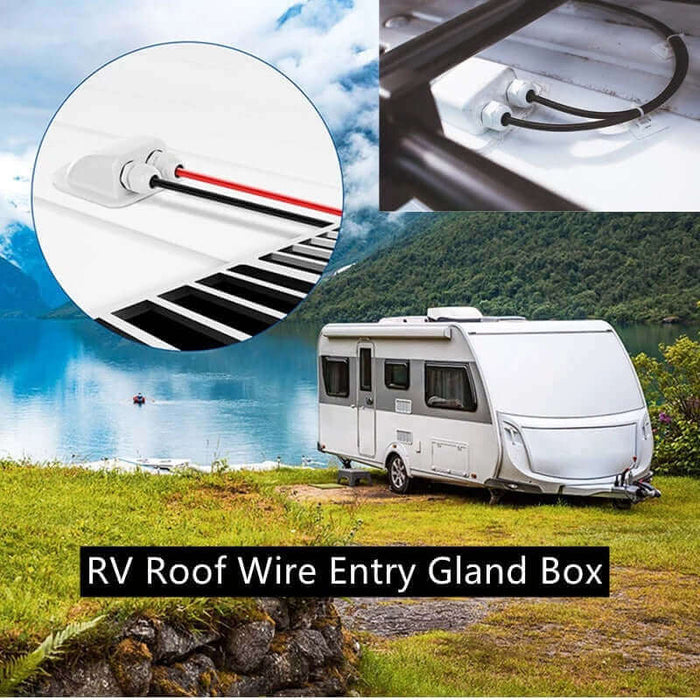 Waterproof Cable Two Entry House Caravan Boat RV Junction Box Entry Gland BLACK-WHITE