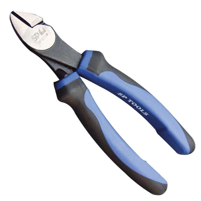 High leverage diagonal cutters with chrome molybdenum steel blades and comfort grips for durable, effortless cutting.